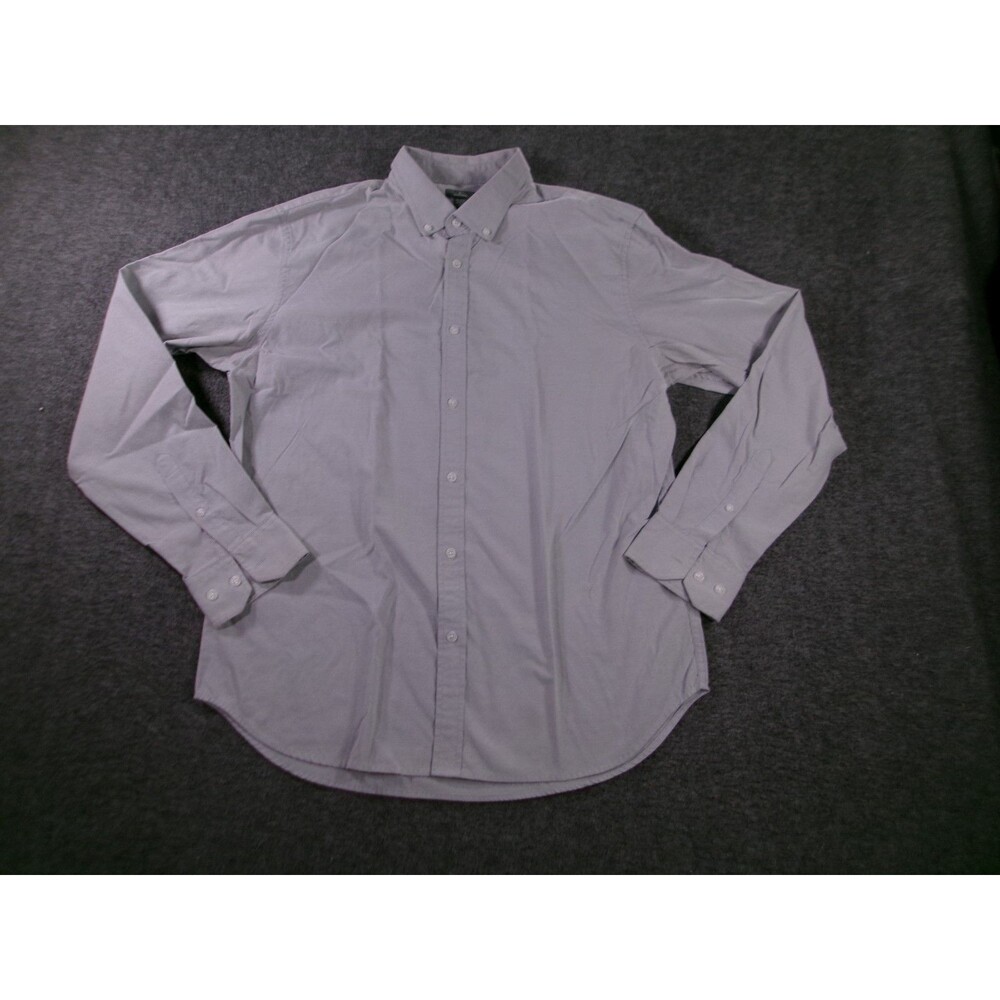 Elevate Shirt Men Large Gray Long Sleeve Classic Office Preppy Button Down
